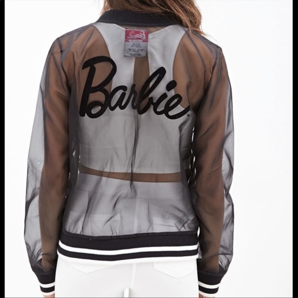 Forever 21 organza Barbie see through bomber jacket black size S - Picture 2 of 8